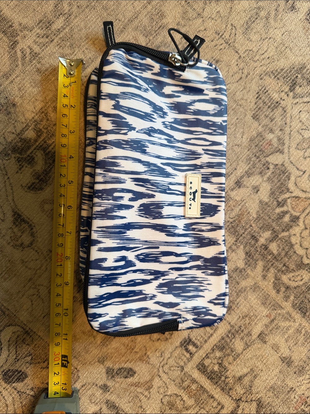 Scout Blue and White Travel Pouch with Zip